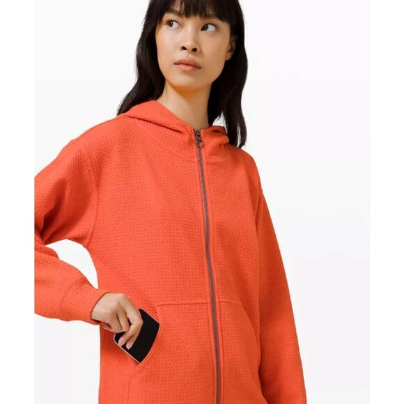 Lululemon All Yours Zip Hoodie *Bubble Dot Jacket Heathered Brick Orange Size 12 - Picture 1 of 7